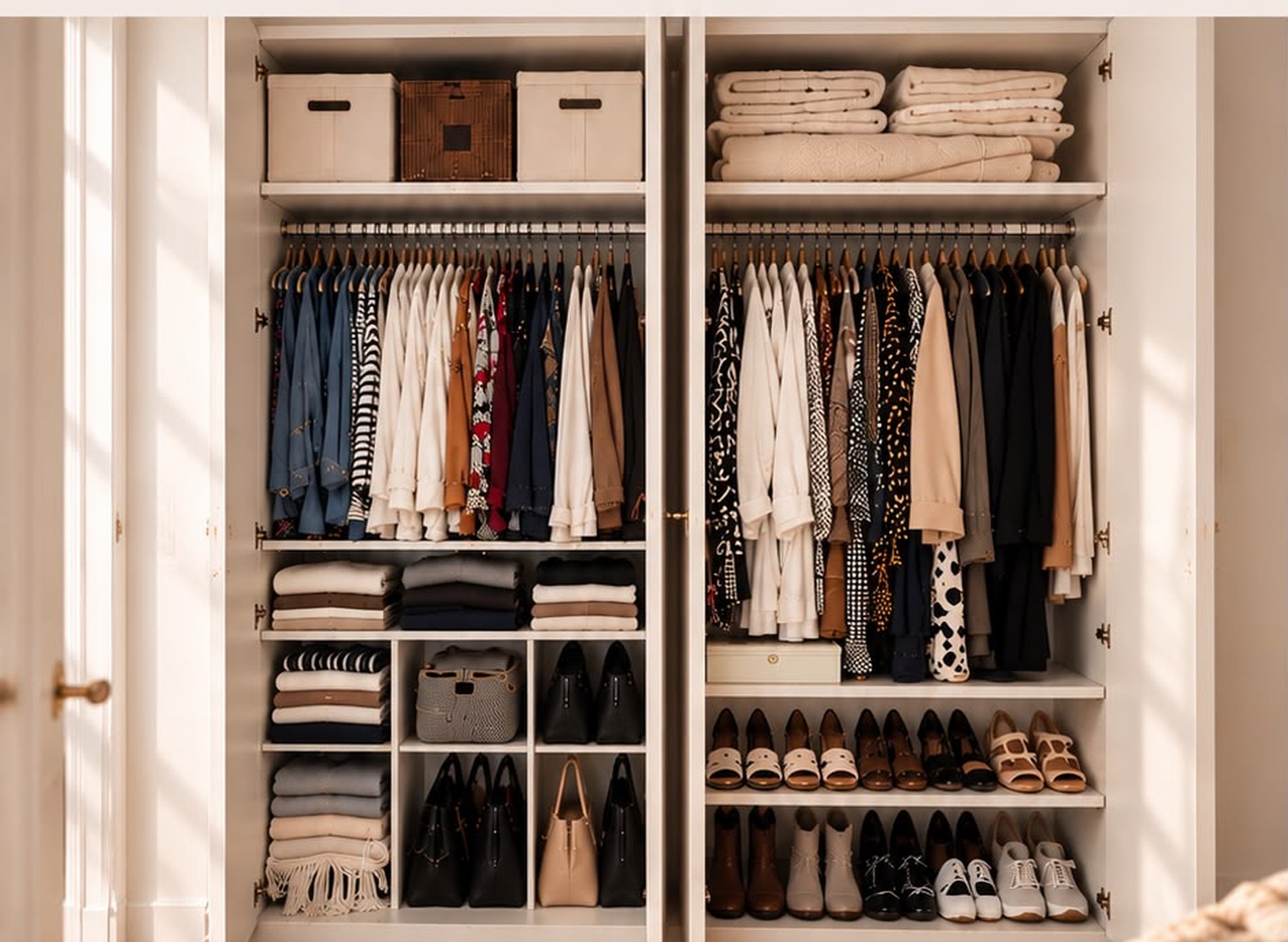 Closet depois da organização — projeto em Lisboa